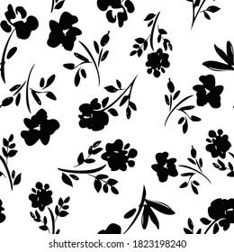 Pattern seamless monochrome flowers trend in textiles vector background floral fabric 