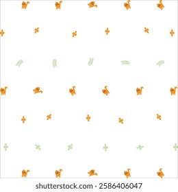 Pattern seamless of orange cat with cream background