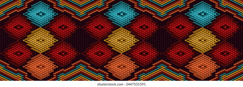 Nahtloses Muster, Ornament, Tracery, Mosaik ethnisch, volkstümlich, national, geometrisch für Stoff, Interieur, Keramik, Möbel im Latin amerikanischen Stil. 