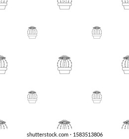 Pattern seamless Outline cactus cartoon cute doodle concept. Cute desert plants. Decorative natural elements are isolated on white. flat design stroke adorable concept. thin line. vector ,illustration
