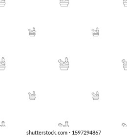 Pattern seamless Outline cactus cartoon cute doodle concept. Cute desert plants. Decorative natural elements are isolated on white. flat design stroke adorable concept. thin line. vector ,illustration