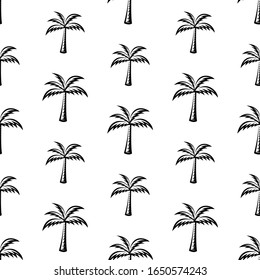 pattern seamless of palm tree in style vintage, retro, engraved. - vector illustrations