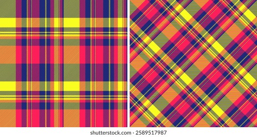 Pattern seamless plaid of tartan vector background with a fabric check texture textile. Set in light colours. Latest trends in modern everyday fashion prints.