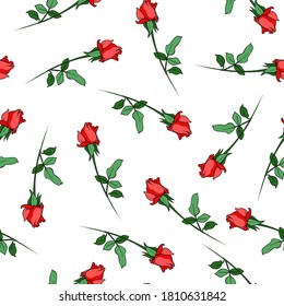 Patrón sin soldadura rojo rosa flores impresión de fondo para la bella ilustración textil para el adorno de diseño de tela 