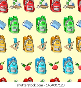 pattern seamless school learning backpacks colored background illustration vector student kid wallpaper