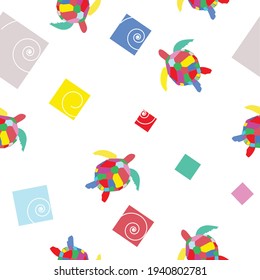 pattern seamless sea turtle  colourfull  