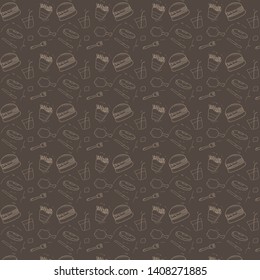 pattern seamless set of fast food and drink doodle style. vector illustration eps10