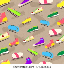 pattern seamless set of men shoes. colorful hand drawing design style. vector illustration eps10