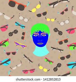 pattern seamless set of sunglasses. minimal colorful drawing design vintage style. vector illustration eps10