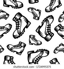 patrón sin costuras de zapato en vintage estilo, retro, grabado. - ilustraciones vectoriales