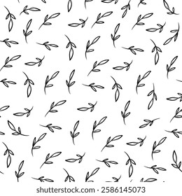 pattern seamless simple leaves black and white print texture