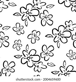 pattern seamless sketch monochrome flowers trend in textiles vector background floral fabric