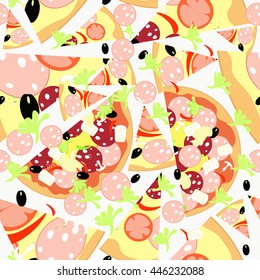 Pattern Seamless slices of different pizzas vector illustration