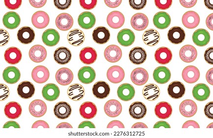 Pattern seamless snack donut with a food theme topped with chocolate and cream