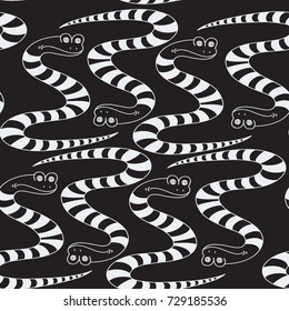 pattern seamless of a snake in a strip black and white, ornament, for a fabric