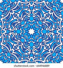 Pattern seamless from snowflakes blue, white and blue, for fabric and other uses