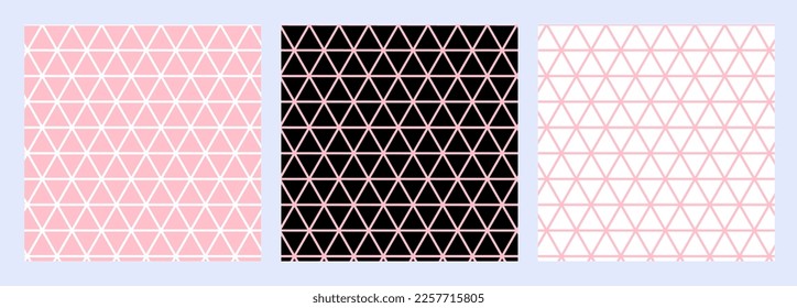Pattern seamless square and triangle abstract background set pink luxury color geometric vector. Valentine's Day templates.