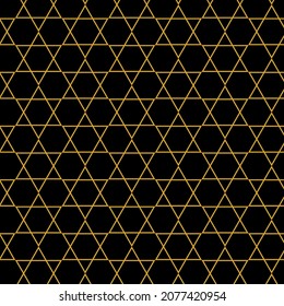 Pattern seamless stars and triangles abstract background black and gold luxury color geometric vector. Royal Diagonal hexagonal abstract vector print. Christmas Seamless Pattern for you Design.