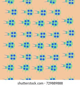 Pattern with  seamless  striped ladybugs. Hand drawn.