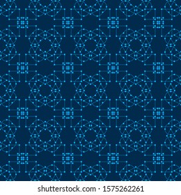Pattern seamless pattern in the style of the tabs on a dark blue background. High-tech background texture technology. Vector illustration EPS 10.