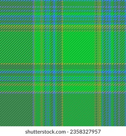 Pattern seamless textile of tartan fabric plaid with a vector texture background check in green and blue colors.
