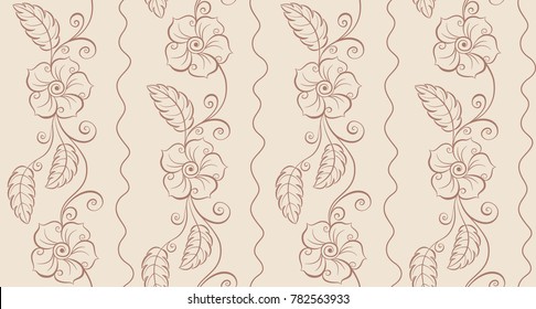 Pattern. Seamless texture with floral ornament and curls.