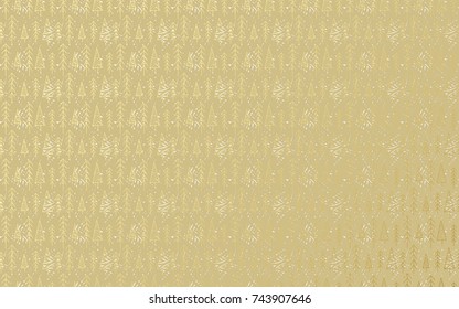 Pattern seamless, texture golden christmas trees on gold background