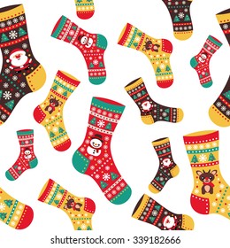 pattern seamless texture with a snowman Christmas reindeer and Santa white