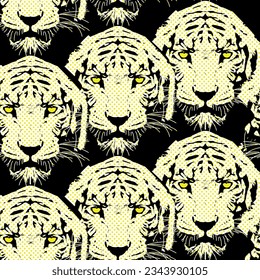 pattern seamless tiger heads.vector illustration for textile industry