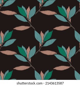 Pattern seamless Tree laurel.Image on white and colored background.