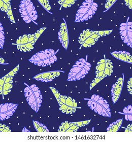 Pattern seamless vector. Apple leaves on a lilac background. For textiles, background, Wallpaper, wrapping paper, fabric, covers.