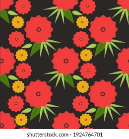 Pattern seamless of vector stylized flowers.Image on white and colored background.Textile design.