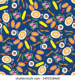 Pattern Seamless Vintage texture Wallpaper for foody lover. It is great for background of your fabric and textile.