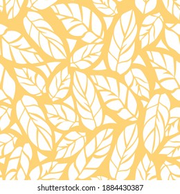 pattern seamless of white leaves on orange background	
