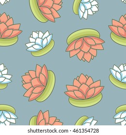 pattern seamless pattern of white and pink lotus decorative design