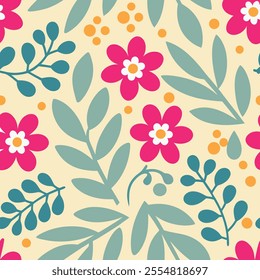 Pattern of seamless wildflowers. Abstract  botany flowers background.Vector illustration design.