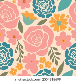 Pattern of seamless wildflowers. Abstract  botany flowers background.Vector illustration design.