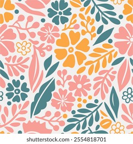 Pattern of seamless wildflowers. Abstract  botany flowers background.Vector illustration design.