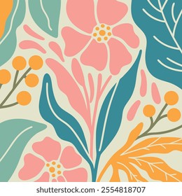 Pattern of seamless wildflowers. Abstract  botany flowers background.Vector illustration design.