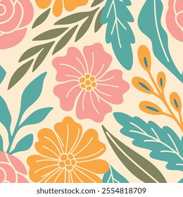 Pattern of seamless wildflowers. Abstract  botany flowers background.Vector illustration design.