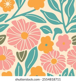 Pattern of seamless wildflowers. Abstract  botany flowers background.Vector illustration design.