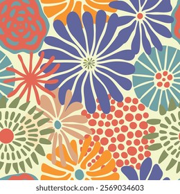 Pattern of seamless wildflowers. Abstract botany flowers pattern background. style for banners, wallpaper, posters, websites, online shopping.Vector illustration design.