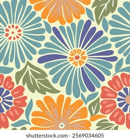 Pattern of seamless wildflowers. Abstract botany flowers pattern background. style for banners, wallpaper, posters, websites, online shopping.Vector illustration design.