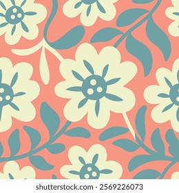 Pattern of seamless wildflowers. Abstract botany flowers pattern on colors background.