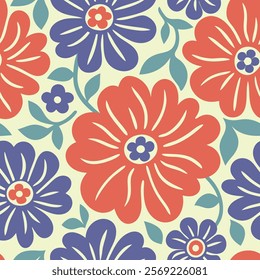 Pattern of seamless wildflowers. Abstract botany flowers pattern on colors background.