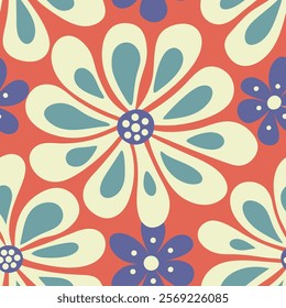 Pattern of seamless wildflowers. Abstract botany flowers pattern on colors background.