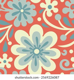 Pattern of seamless wildflowers. Abstract botany flowers pattern on colors background.