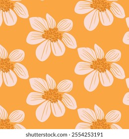 Pattern of seamless wildflowers. Abstract origami floral, pattern in small abstract flowers botany design. 