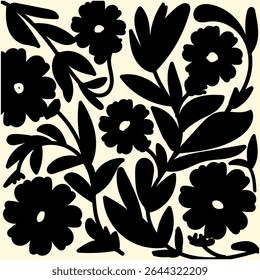 Padrão de flores silvestres sem costura. Padrão floral botânico silhueta em flores pequenas, design de botânica preta.perfect para tecido, impressão

projeto.