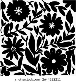 Padrão de flores silvestres sem costura. Padrão floral botânico silhueta em flores pequenas, design de botânica preta.perfect para tecido, impressão

projeto.